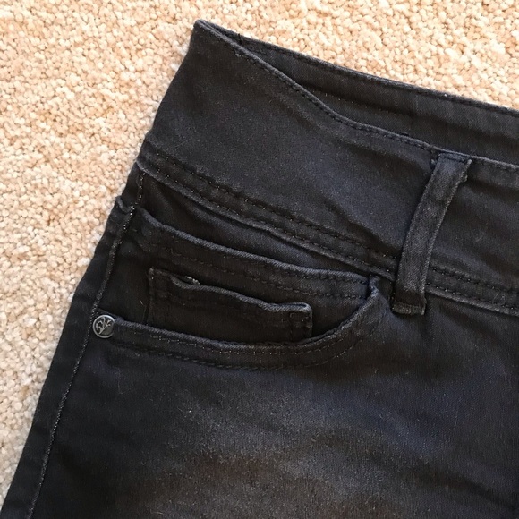 Paris Blues Black Denim Shorts NEW Size 7 Raw Frayed Hem Low Rise Shorty Shorts - Picture 7 of 10